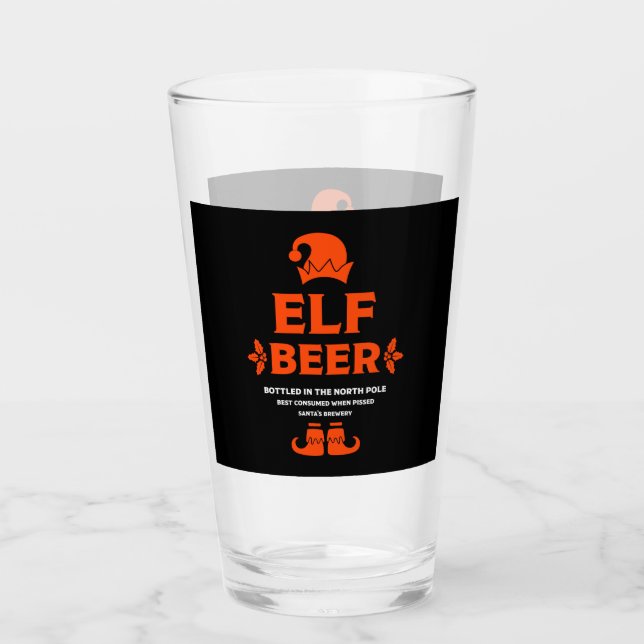 Funny Christmas Beer Labels Glas (Vorderseite)