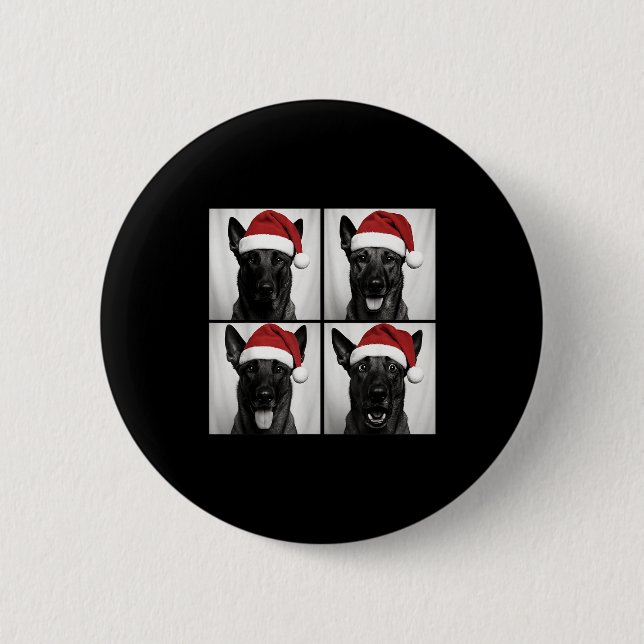 Funny Christmas Belgian Malinois Santa Dog Lover P Button (Vorderseite)