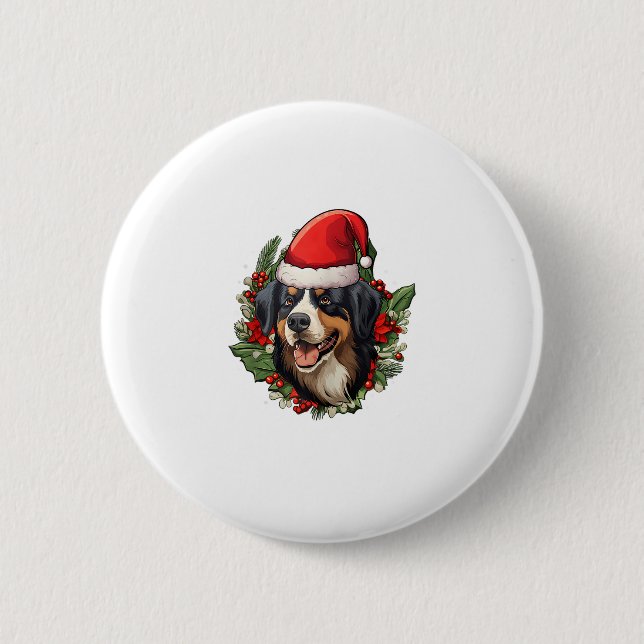 Funny Christmas Bernese Mountain Dog Button (Vorderseite)