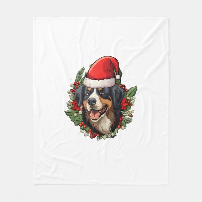 Funny Christmas Bernese Mountain Dog Fleecedecke (Vorderseite)