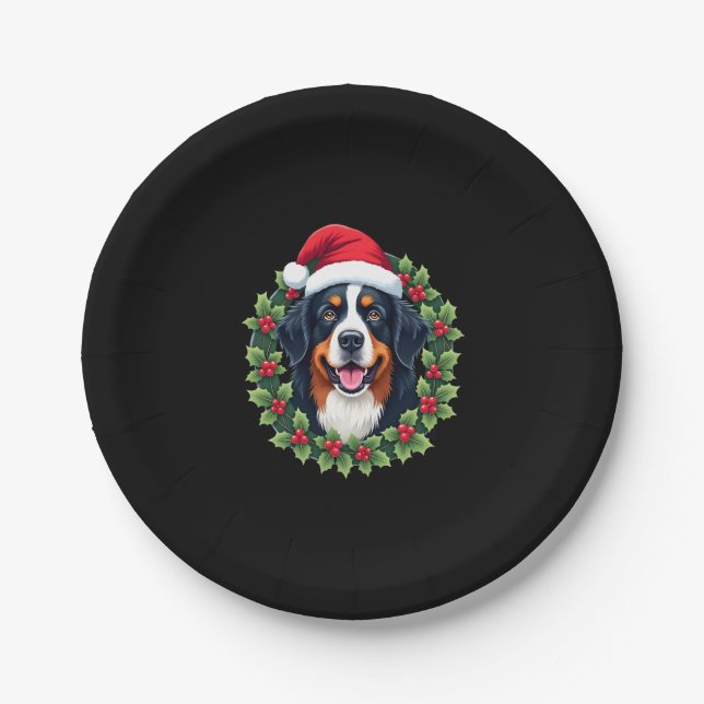Funny Christmas Bernese Mountain Dog Tank Top Pappteller (Vorderseite)