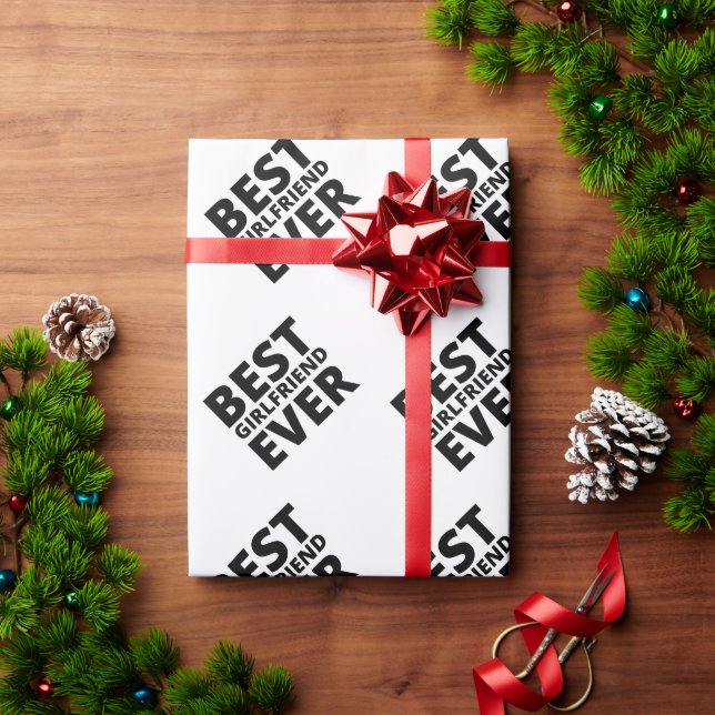 Funny Christmas Best Girlfriend Typografie Geschenkpapier (Feiertagsgeschenk)
