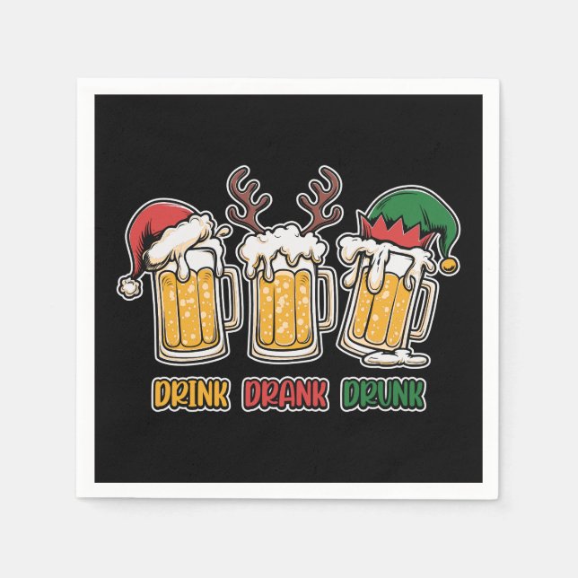 Funny Christmas Biertrinker Party Serviette (Vorderseite)