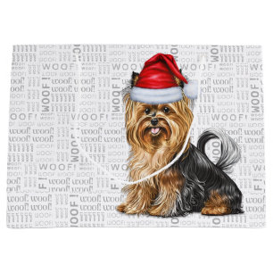 Funny Christmas Biewer Terrier Woof Große Geschenktüte