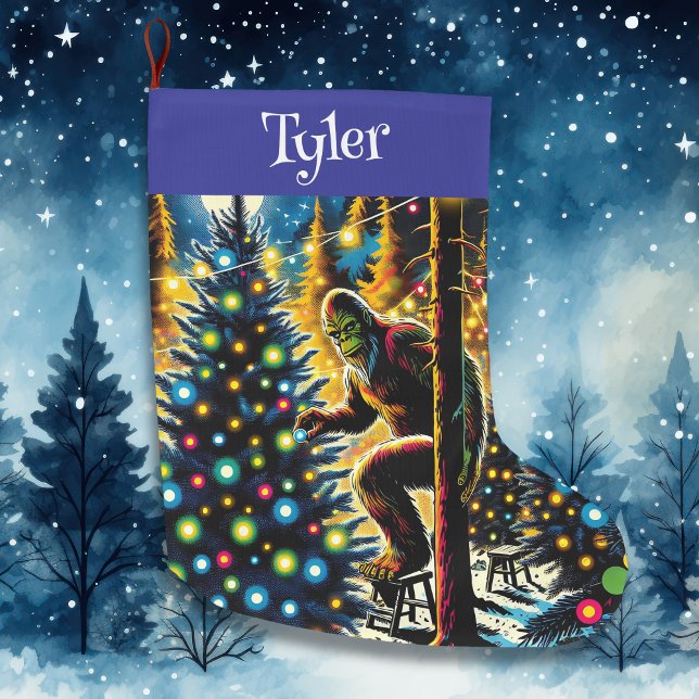 Funny Christmas Bigfoot Personalisiert Großer Weihnachtsstrumpf (Von Creator hochgeladen)