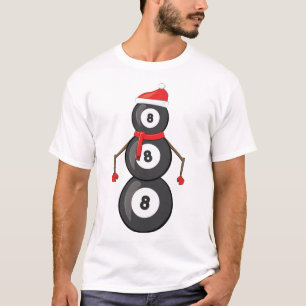 Funny Christmas Billiard Balls Snowman T-Shirt