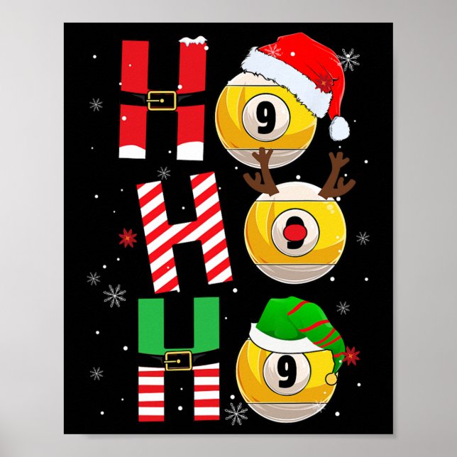 Funny Christmas Billiards Ho Ho Ho Xmas Matching P Poster (Vorne)