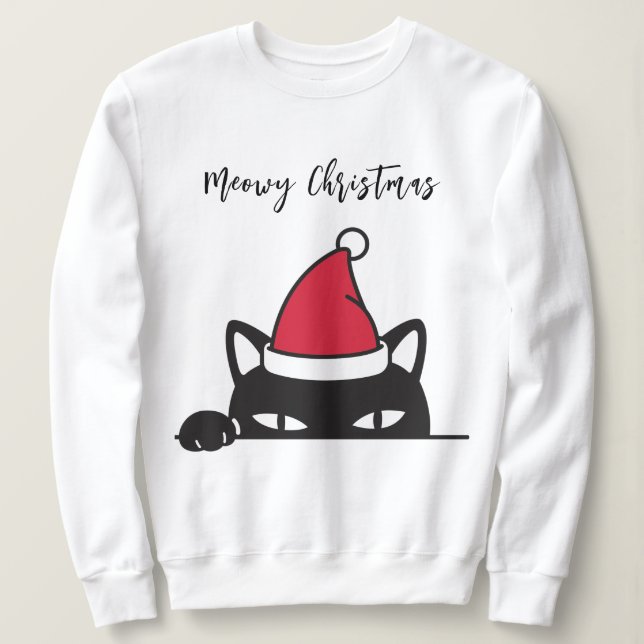 Funny Christmas Black Cat Sweatshirt (Design vorne)