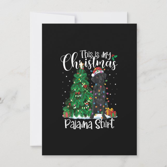 Funny Christmas Black Lab Dog Labrador Pajama Dog  Einladung (Vorderseite)
