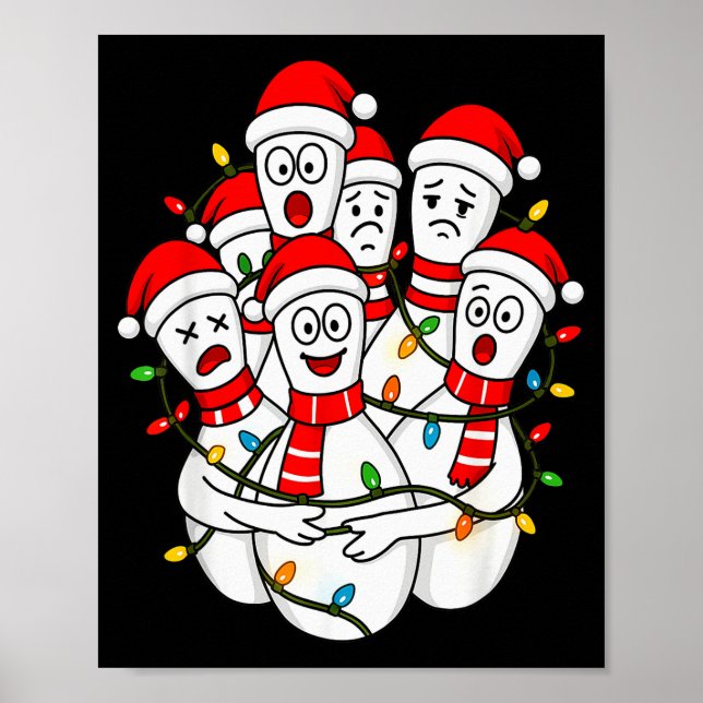Funny Christmas Bowling Santa Bowling Ns Team Men  Poster (Vorne)