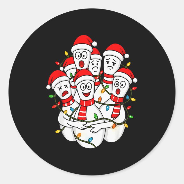 Funny Christmas Bowling Santa Bowling Ns Team Men  Runder Aufkleber (Vorderseite)