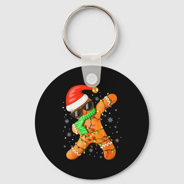 Funny Christmas Boys Kids Dabbing Gingerbread Xmas Schlüsselanhänger (Vorderseite)