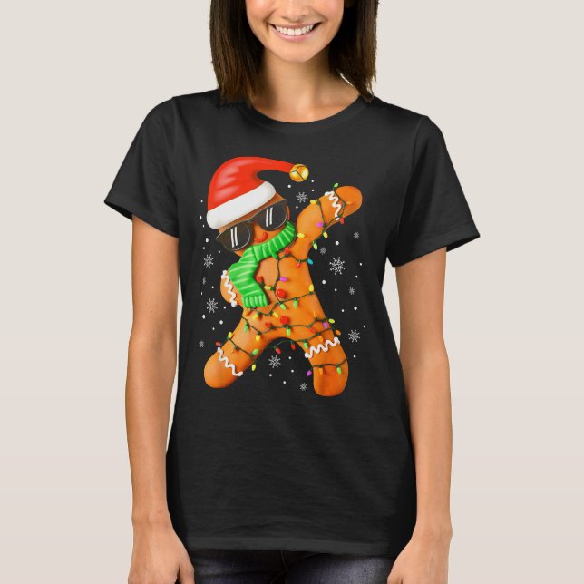 Funny Christmas Boys Kids Dabbing Gingerbread Xmas T-Shirt (Vorderseite)