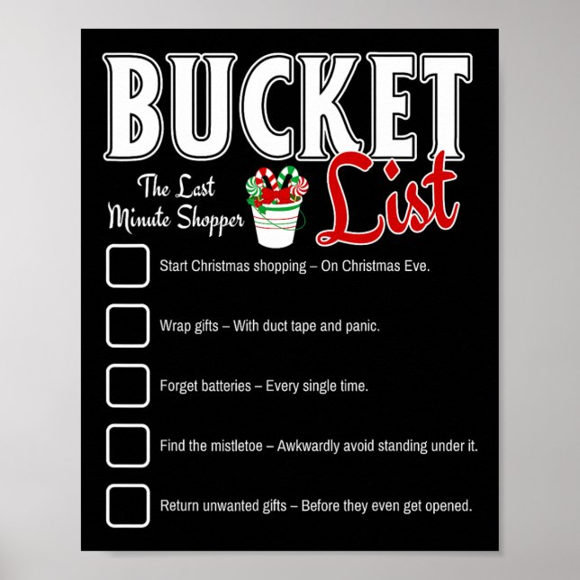 Funny Christmas Bucket List Design Xmas Holiday Hu Poster (Vorne)