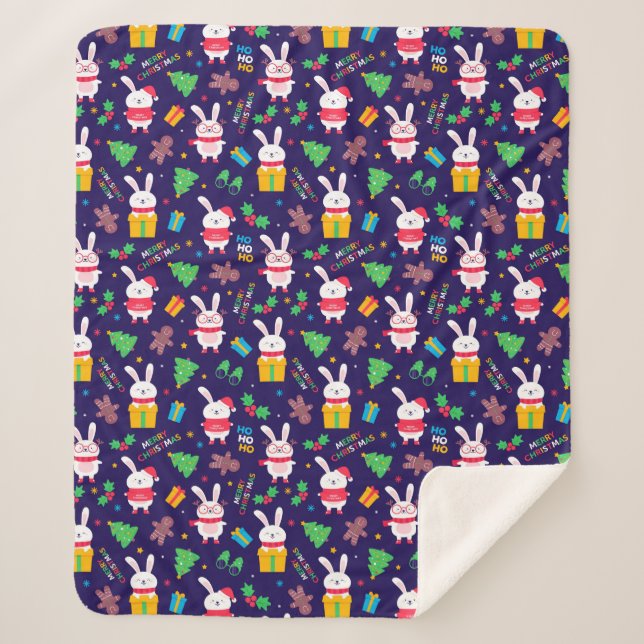 Funny Christmas Bunnies Sherpadecke (Vorderseite)