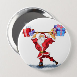 Funny Christmas Button Geschenk mit Bodybuilder Sa
