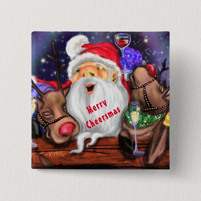 Funny Christmas Button mit dem Weihnachtsmann und  (Vorderseite)