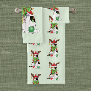 Funny Christmas Calico Cat Badhandtuch Set