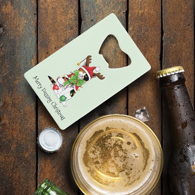 Funny Christmas Calico Cat Geldbeutel Flaschenöffner (Von Creator hochgeladen)