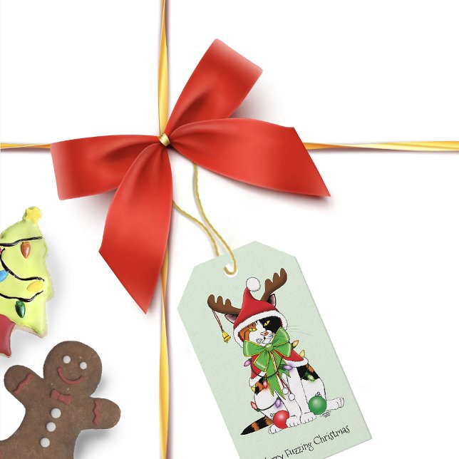 Funny Christmas Calico Cat Geschenkanhänger (Von Creator hochgeladen)