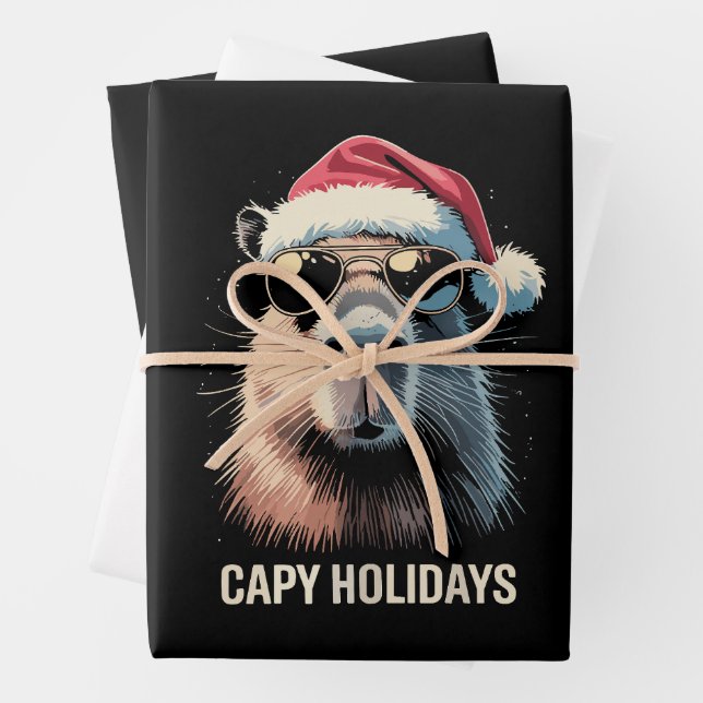 Funny Christmas Capy Holidays Xmas Capybara  Geschenkpapier Set (Beispiel)
