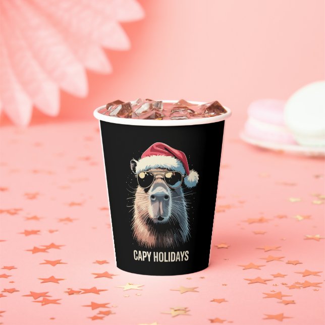Funny Christmas Capy Holidays Xmas Capybara  Pappbecher (Insitu)