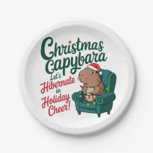 Funny Christmas Capybara Papierplatte Pappteller