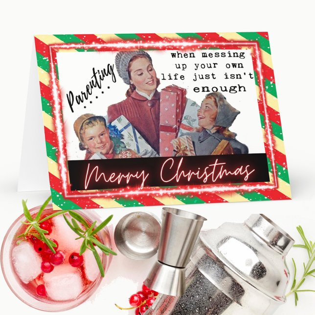 Funny Christmas Card Best Friend "Parenting" Dankeskarte (Von Creator hochgeladen)