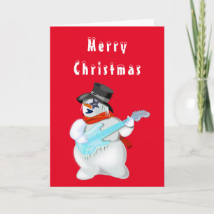 Funny Christmas Card Musical Snowman mit Gitarre Karte