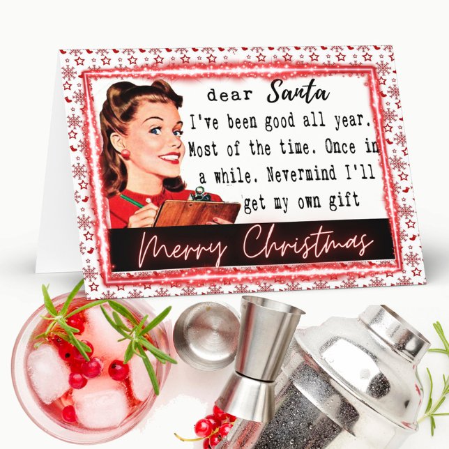 Funny Christmas Card Retro Best Friend Dear Santa Karte (Von Creator hochgeladen)