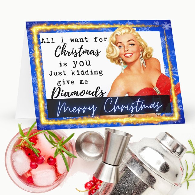Funny Christmas Card Retro Best Friend Diamonds Karte (Von Creator hochgeladen)