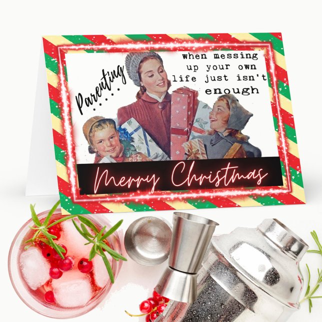 Funny Christmas Card Retro Best Friend "Parenting" Karte (Von Creator hochgeladen)