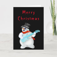 Funny Christmas Card Snowman Rock Music Gitarrist
