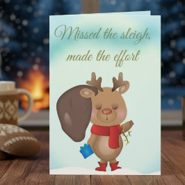 Funny Christmas Card With A Sleepy Reindeer Feiertagskarte