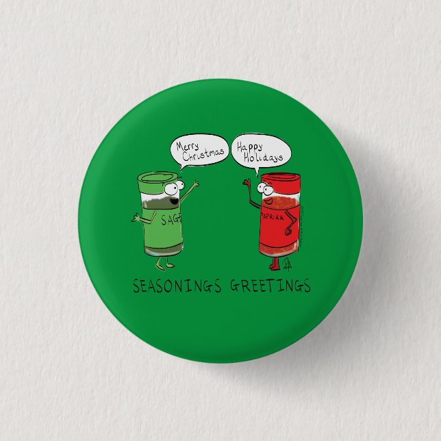Funny Christmas Cartoon Cooking Gewürze Button (Vorderseite)