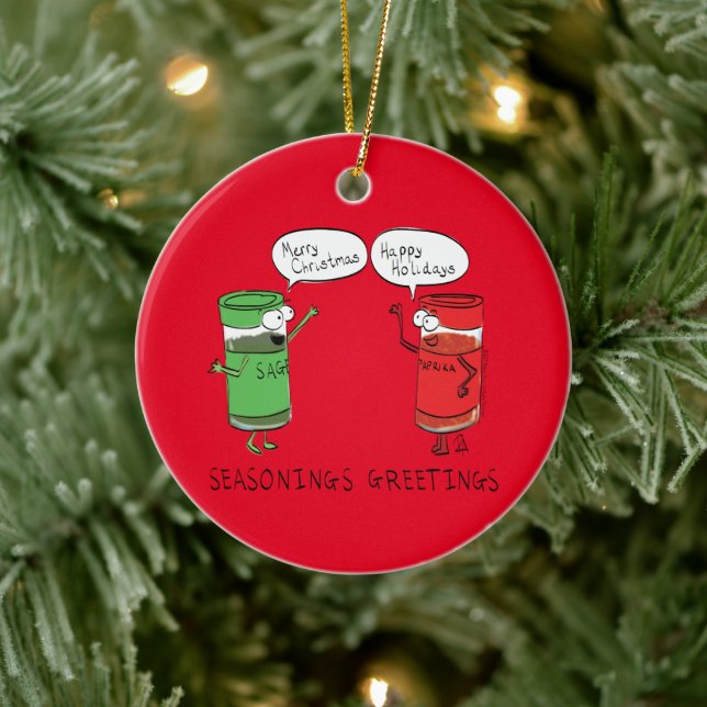 Funny Christmas Cartoon Cooking Gewürze Keramik Ornament (Baum)