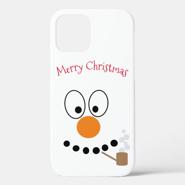 Funny Christmas Cartoon Snowman Face Case-Mate iPhone Hülle (Rückseite)
