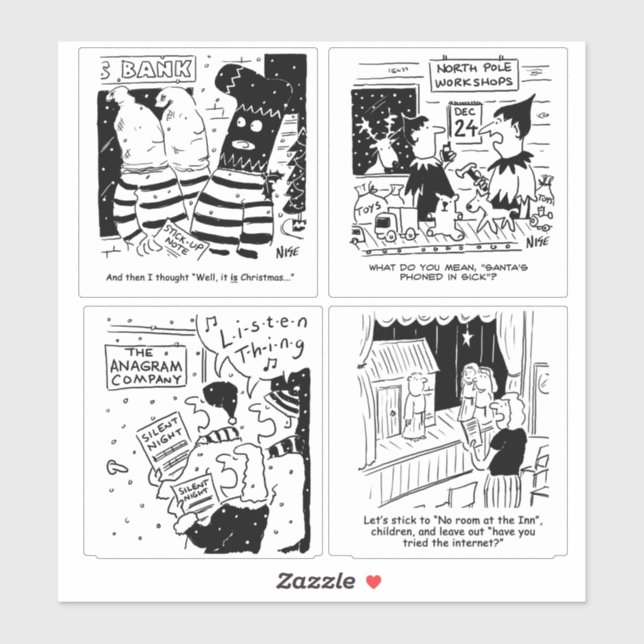Funny Christmas Cartoon Witze als Aufkleber (Blatt)