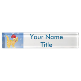 Funny Christmas Cat Custom Desk Name Plakat Namensplakette