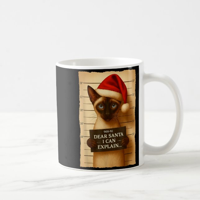 Funny Christmas Cat- Cute Siamese Santa Hat Tee  Kaffeetasse (Rechts)