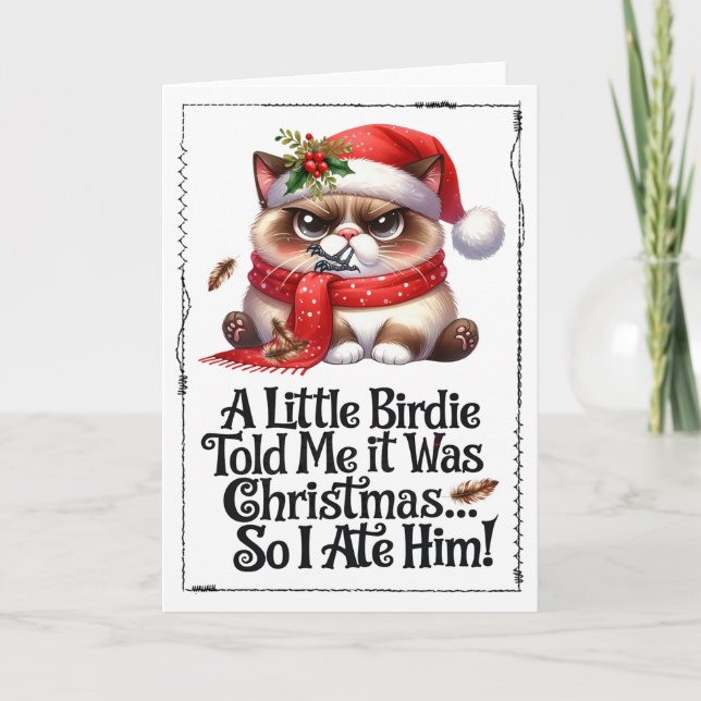 Funny Christmas Cat Dark Humor Karte (Vorderseite)
