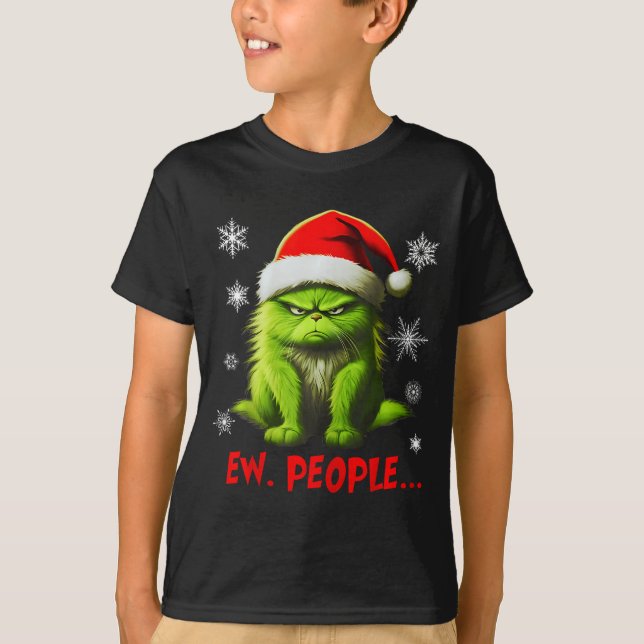 Funny Christmas Cat Ew People Meowy Cat Lovers Men T-Shirt (Vorderseite)