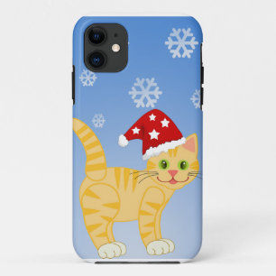 Funny Christmas Cat gelbe Schneeflocken Case-Mate iPhone Hülle