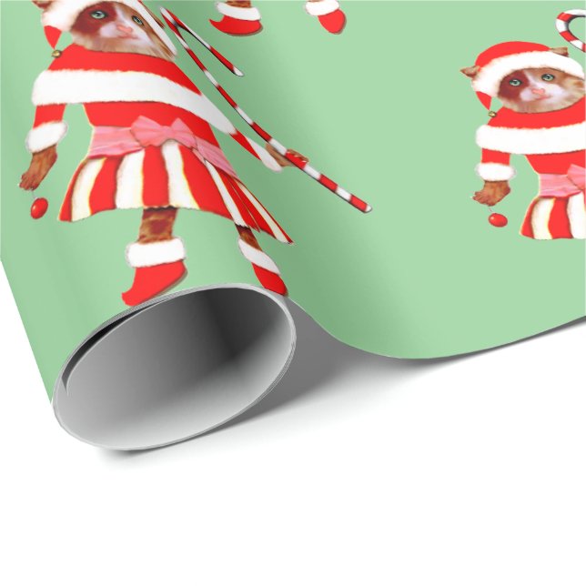 Funny Christmas Cat Gift Wrapping Paper Geschenkpapier (Rolleneckpunkt)