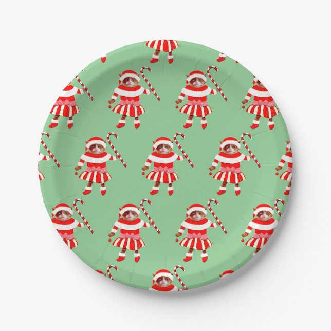 Funny Christmas Cat Holiday Party Pappteller (Vorderseite)