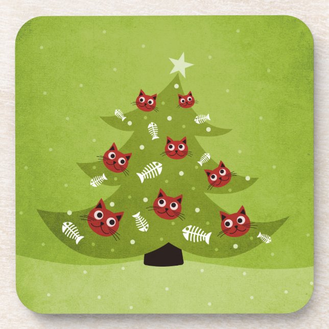 Funny Christmas Cat Lover Untersetzer (Vorderseite)