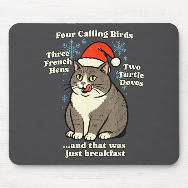 Funny Christmas Cat Meme Caroling Holiday Santa Ha Mousepad (Vorne)