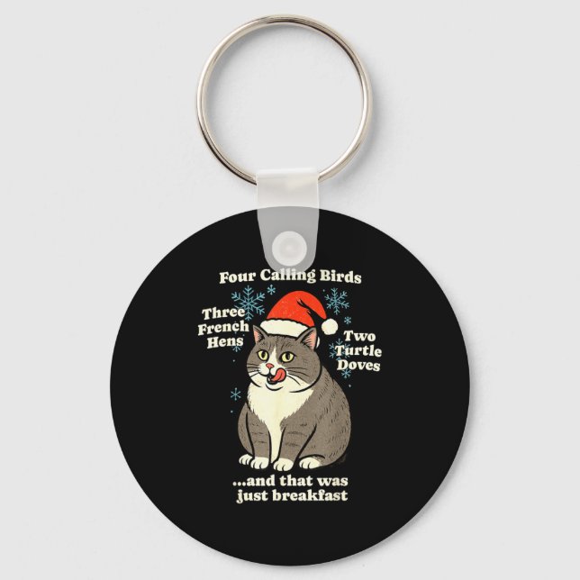 Funny Christmas Cat Meme Caroling Holiday Santa Ha Schlüsselanhänger (Vorderseite)
