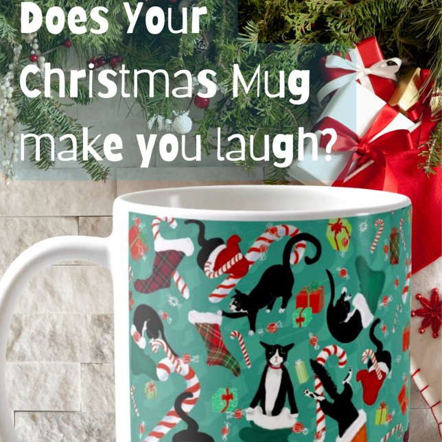 Funny Christmas Cat Raid Strumpf Personalisiert Kaffeetasse (Von Creator hochgeladen)