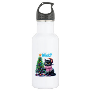 Funny Christmas Cat Was mit Baumsticker Edelstahlflasche